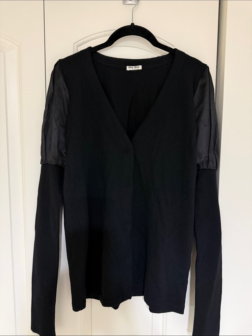 Miu Miu Black V-Neck Long-Sleeve Button Down Top
